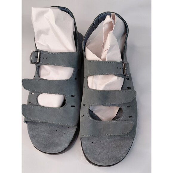 Propet Leather Sandals Size 11 Grey Open Toe Adjustable Strap Comfortable Air C - Picture 6 of 9